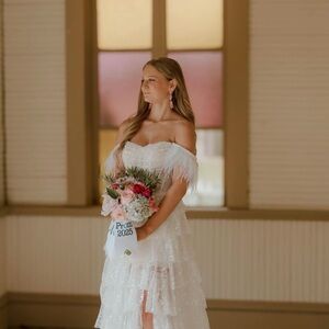 Jovani White Off-Shoulder Prom Dress